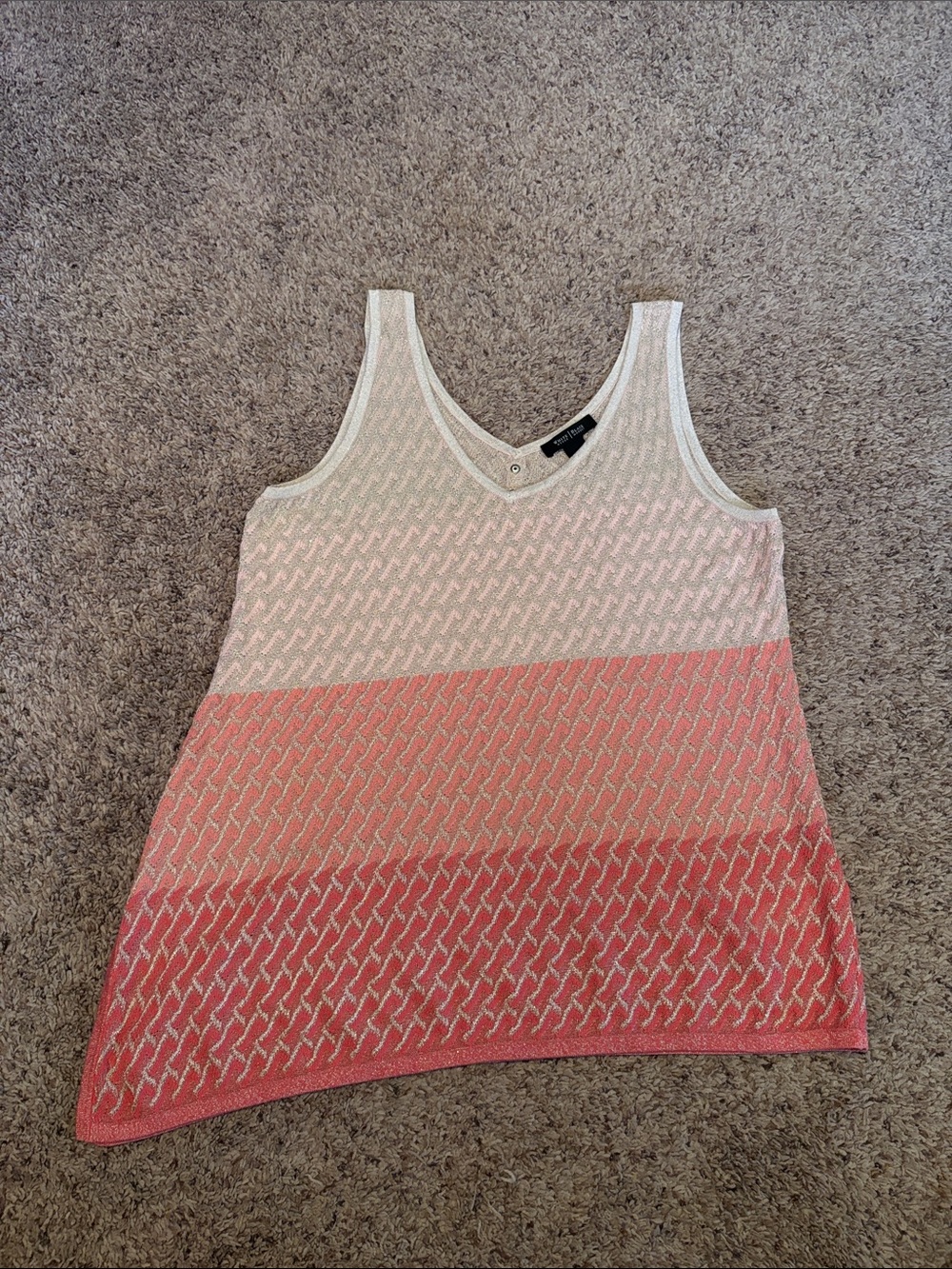 White House Black Market WHBM Collection Pink Gradient Knit Tank XL